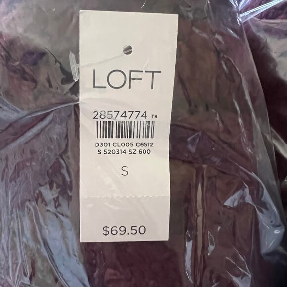 NWT LOFT Burgundy/Wine Fleece Cowl Neck Soft Knit Top - Picture 6 of 9